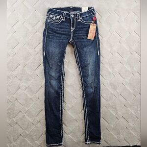 True Religion Super Skinny Jeans Womens 26 Dark Wash Flap Pockets Western Y2K